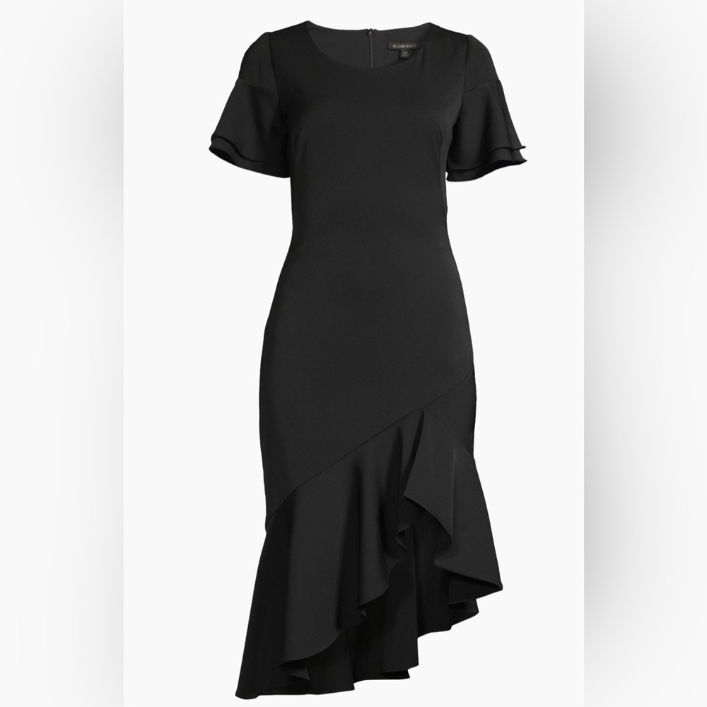 BLACK HALO - Ruiz Asymmetric Ruffled Minidress - BLACK SZ 4 NWT